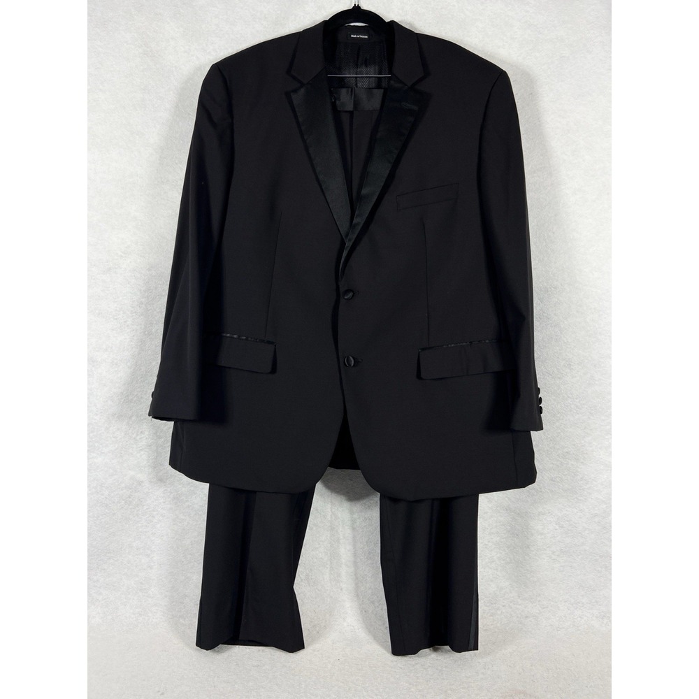 Pronto Uomo 2PC Tuxedo Suit Men's 52L Black Pants 46W Wool Blend Wedding Formal